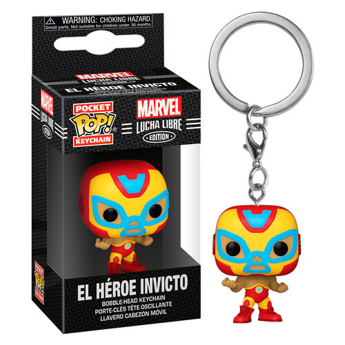 Marvel Lucha Libre Pocket Pop! Keychain El Heroe Invicto (Iron Man) - Fugitive Toys