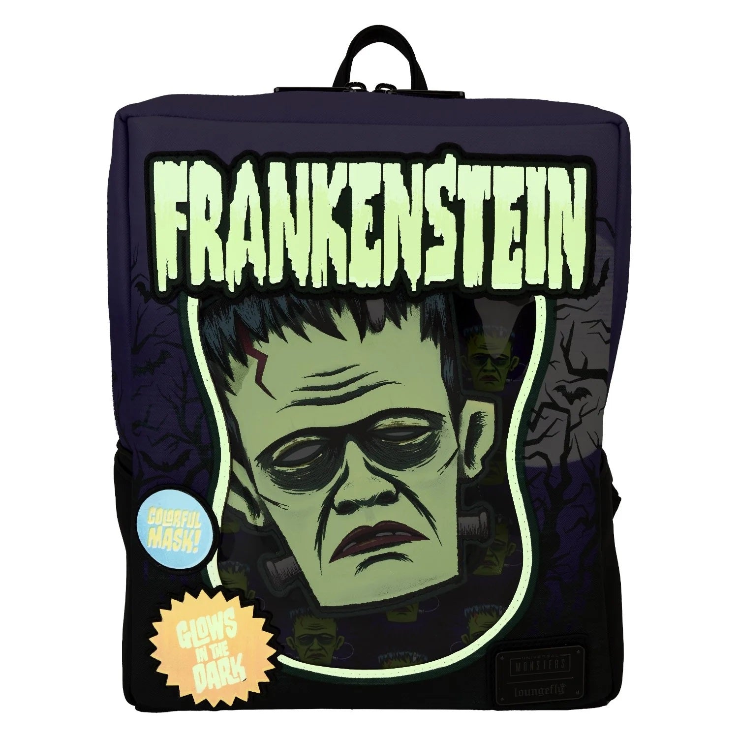 Loungefly x Universal Monsters Frankenstein Mask Glow Mini Backpack With Coin Bag - Fugitive Toys