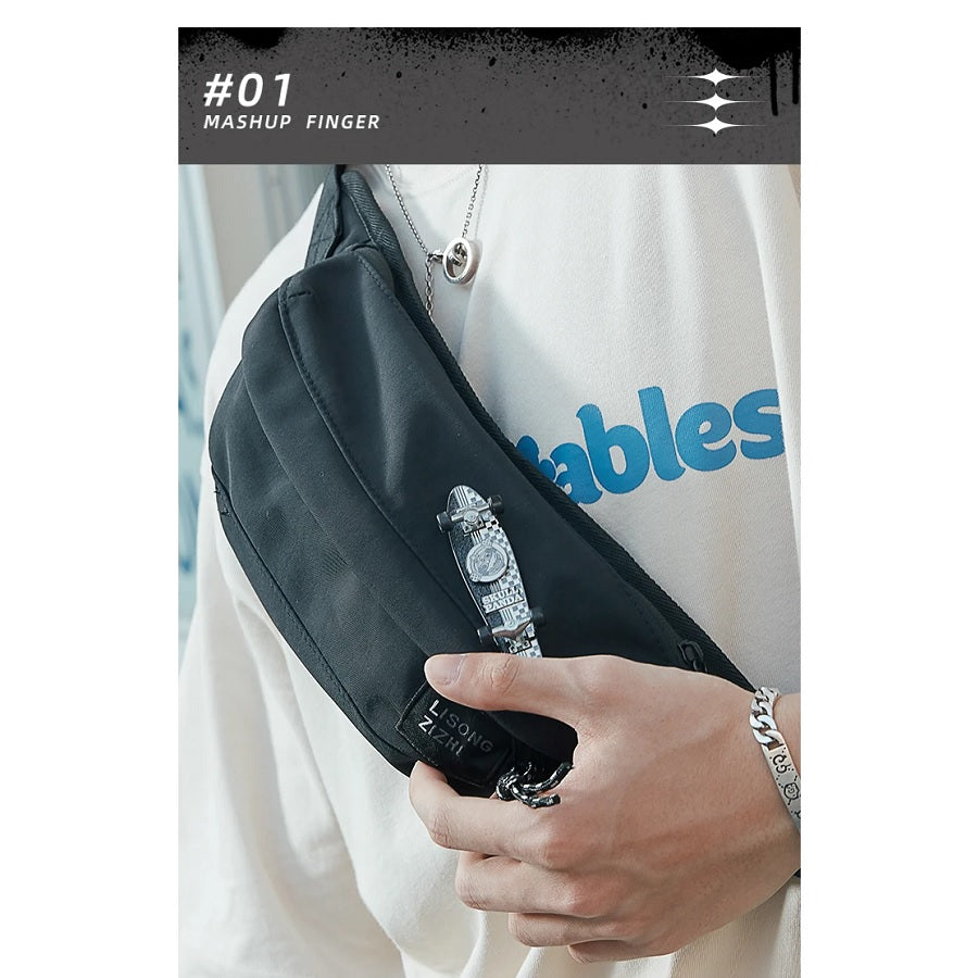 POP MART SKULLPANDA Hypepanda Black Mashup Finger Skateboard Badge - Fugitive Toys