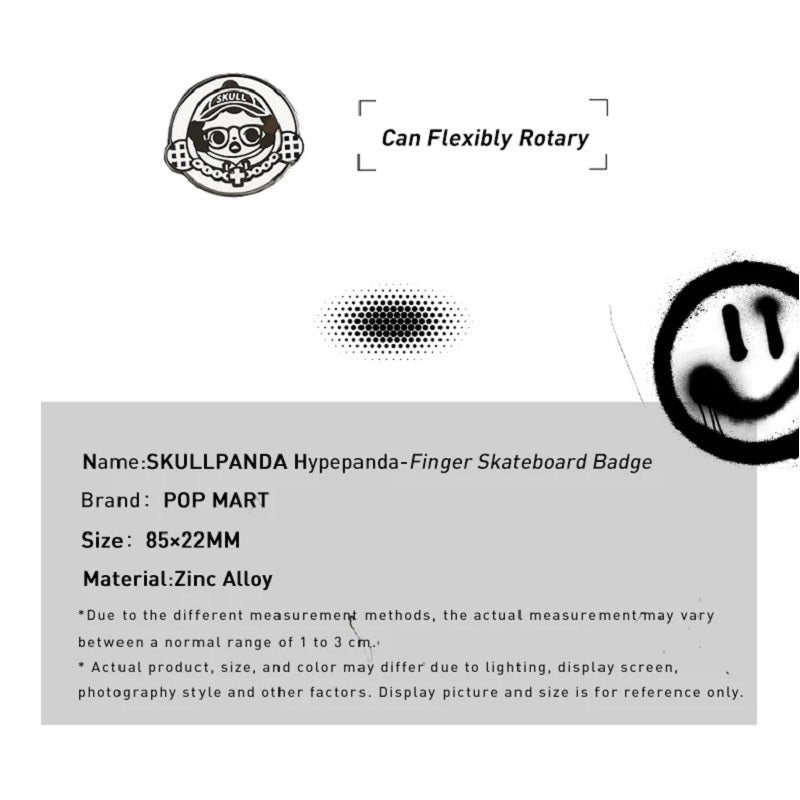 POP MART SKULLPANDA Hypepanda Idol Trainee Finger Skateboard Badge - Fugitive Toys