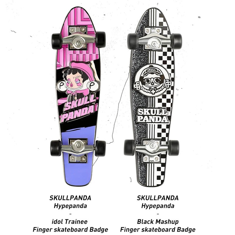 POP MART SKULLPANDA Hypepanda Black Mashup Finger Skateboard Badge - Fugitive Toys