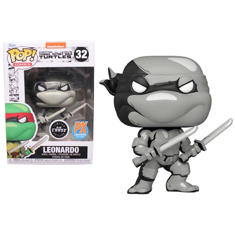 Eastman and Laird's Teenage Mutant Ninja Turtles Pop! Vinyl Figure Black and White Leonardo (Previews Exclusive Chase) [32] - Fugitive Toys
