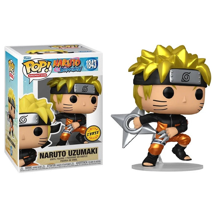 Naruto Shippuden Pop! Vinyl Figure Naruto Uzumaki with Kunai and Shuriken [Metallic Chase] [1843] - Fugitive Toys