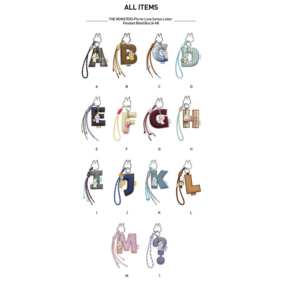 POP MART THE MONSTERS Labubu Pin for Love Series- Letter Pendant (A-M) [1 Sealed Case] - Fugitive Toys