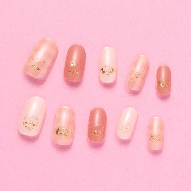 BT21 Line Friends Japan - Baby Buddy Gel Nail Seal (Pink Check Color] - Fugitive Toys