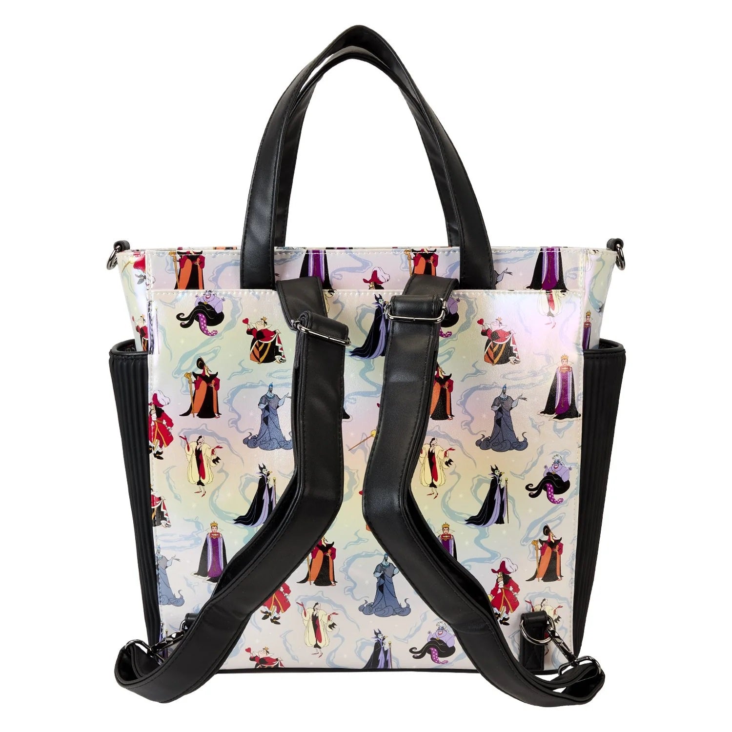 Loungefly x Disney Villains Iridescent All-Over Print Convertible Backpack & Tote Bag - Fugitive Toys