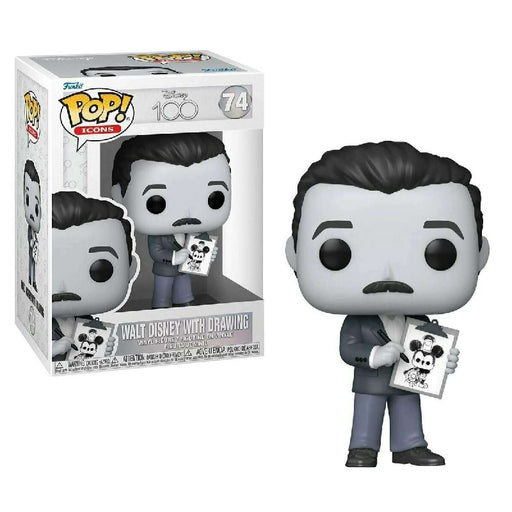 Icons Pop! Vinyl Figure Walt Disney with Steamboat Willie Drawing [74] - Fugitive Toys