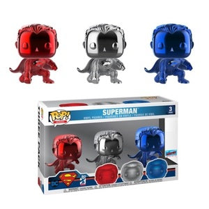 DC Comics Pop! Vinyl Figure Chrome Superman [NYCC 2018] [3-pack] - Fugitive Toys
