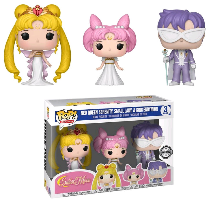 Sailor Moon Pop! Vinyl Sailor Pluto Neo Queen Serenity, Small Lady, King Endymion [3 Pack] - Fugitive Toys