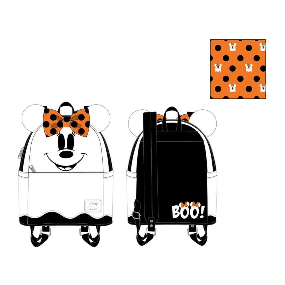 ghost mickey halloween mini backpack Loungefly x Disney Ghost Minnie Glow in the Dark Cosplay Mini Back Pac