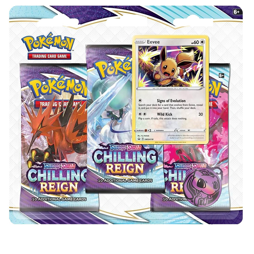 Pokemon TCG Sword & Shield Chilling Reign 3-Pack Blister (Eevee) Pokemon TCG Sword & Shield Chilling Reign 3-Pack Blister (Eevee)