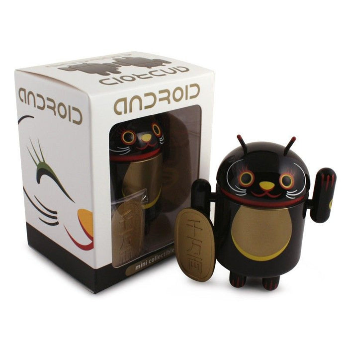 Android Mini Collectible Lucky Cat Series - Black Lucky Cat w/ Koban Coin - Fugitive Toys
