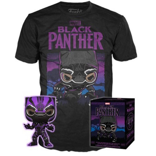 Marvel Pop! Vinyl Figure Black Panther Purple Glow & T-Shirt - Large - Fugitive Toys