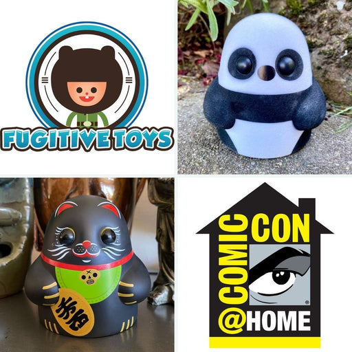 SDCC 2021 Tiny Ghost Bundle Flocked Panda & Black Maneki Neko - Fugitive Toys