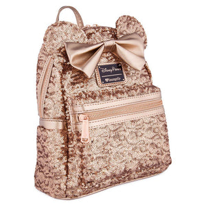 Loungefly x Disney Parks Minnie Mouse Rose Gold Sequined Mini Backpack