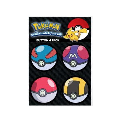 Loungefly x Pokemon Button Pin 4-Pack Pokeball Set - Fugitive Toys