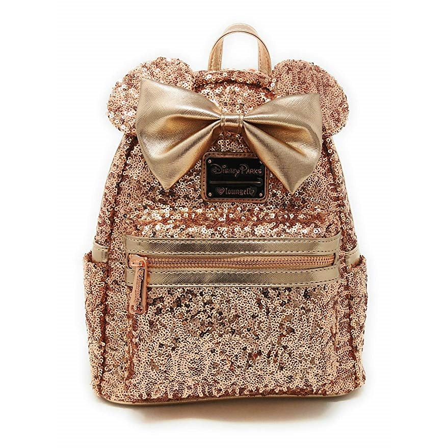 Loungefly x Disney Parks Minnie Mouse Rose Gold Sequined Mini Backpack - Fugitive Toys