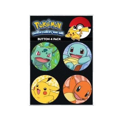 Loungefly x Pokemon Button Pin 4-Pack Starters Set - Fugitive Toys